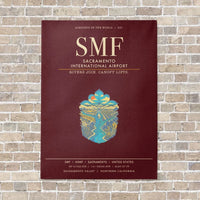 Thumbnail for Sacramento International Airport SMF - Canvas Framed - Dark Red
