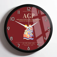 Thumbnail for Malaga-Costa del Sol Airport AGP Wall-Clock Framed - Dark Red