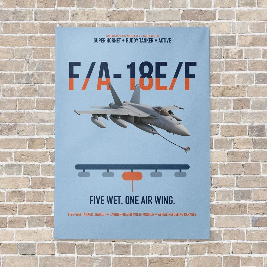 F A-18E F Buddy Tanker vertical canvas print - no frame - light blue background