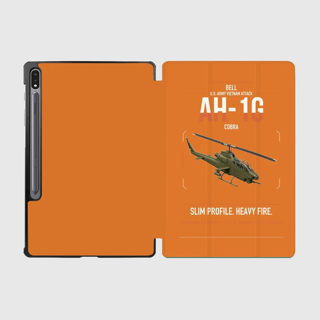 Bell AH-1G Cobra design on orange samsung tablet tablet case
