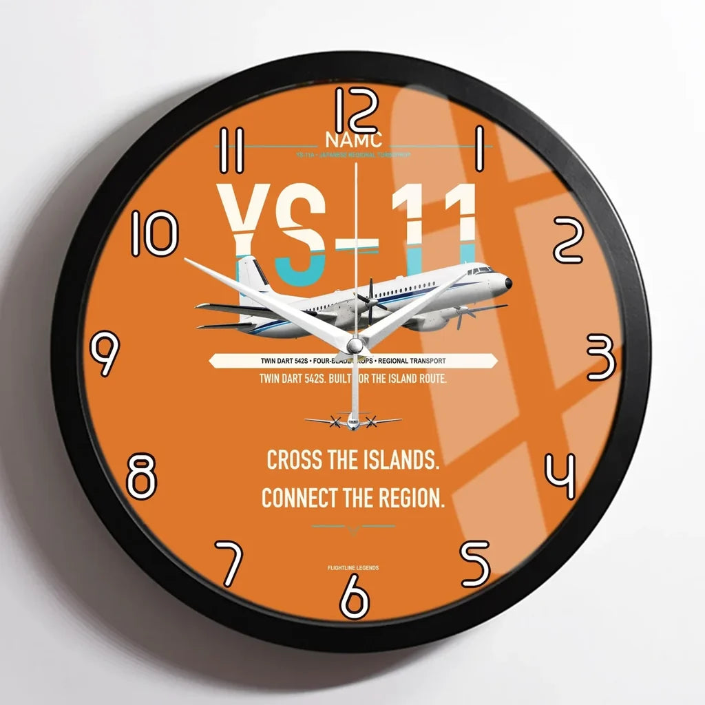 NAMC YS-11A design on orange framed wall clock