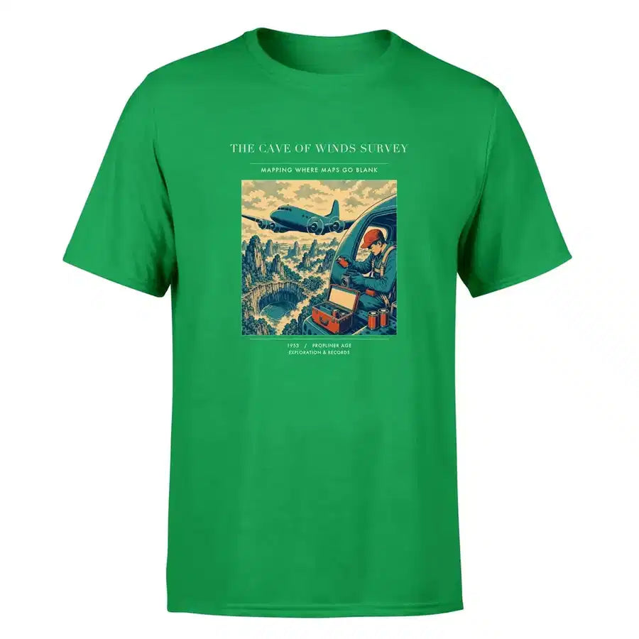 VINTAGE G4293 - The Cave Of Winds Survey - Premium T-Shirt design on green premium t shirt