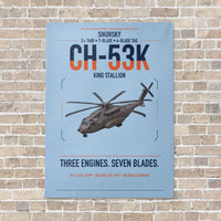 Thumbnail for Sikorsky CH-53K King Stallion vertical canvas print - no frame - light blue background