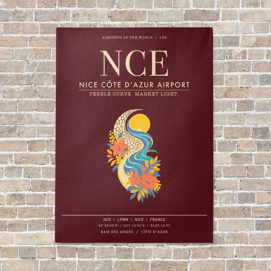 Nice Cote dAzur Airport NCE - Canvas Framed - Dark Red