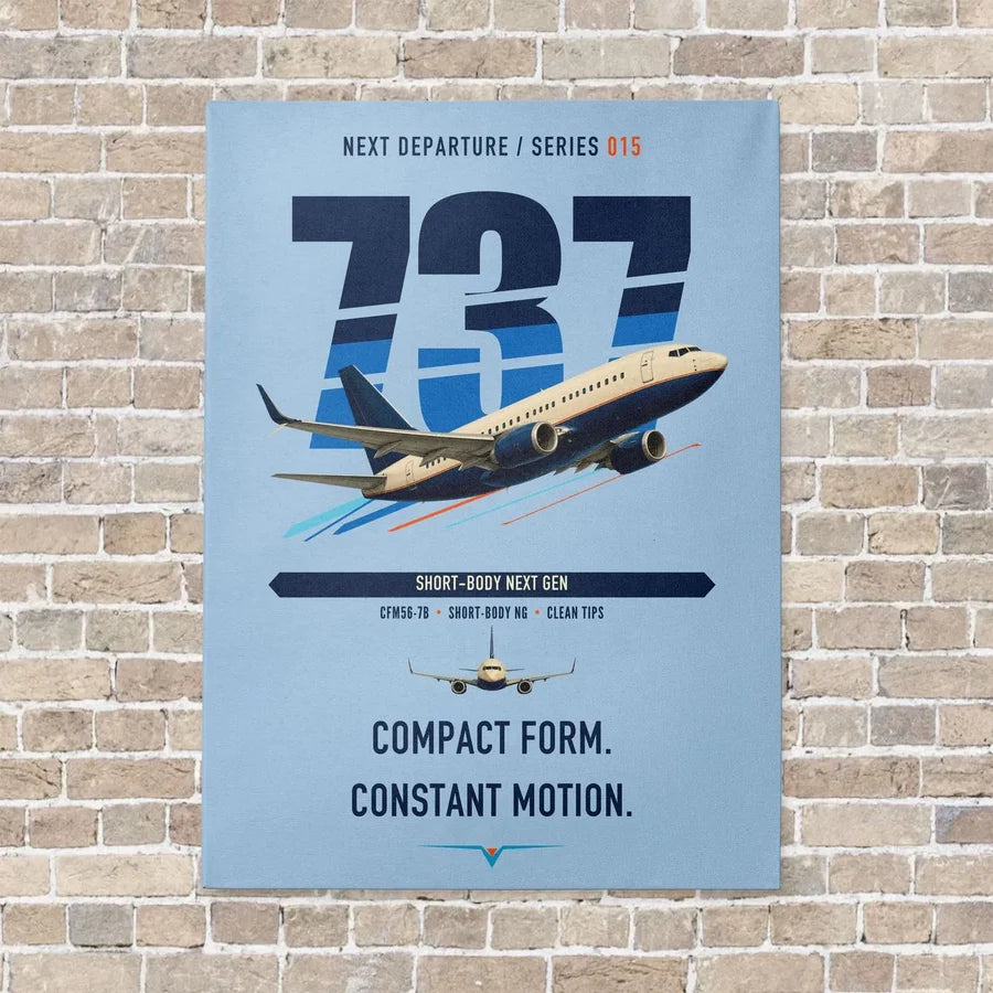 Boeing 737-700 NG vertical canvas print - no frame - light blue background