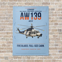 Thumbnail for Leonardo AW139 vertical canvas print - no frame - light blue background
