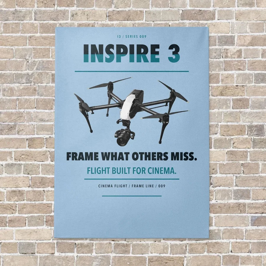 DJI Inspire 3 vertical canvas print - no frame - light blue background