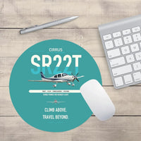 Thumbnail for Cirrus SR22T design on turquoise round mouse pad