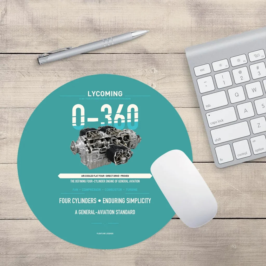 O-360 design on turquoise round mouse pad