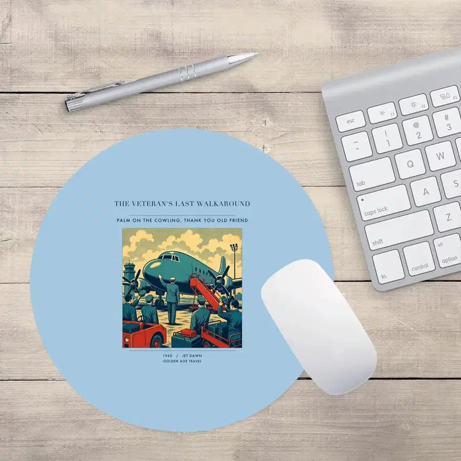 VINTAGE G4453 - The Veteran's Last Walkaround - Designed Mouse Pads design on lightblue round