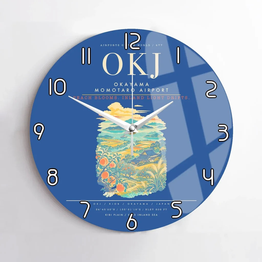 Okayama Momotaro Airport OKJ Wall-Clock No-Frame - Blue