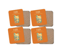 Thumbnail for Sultan Thaha Airport (DJB) design on orange 4 pieces set coaster