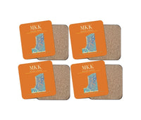 Thumbnail for Molokai Airport (MKK) design on orange 4 pieces set coaster