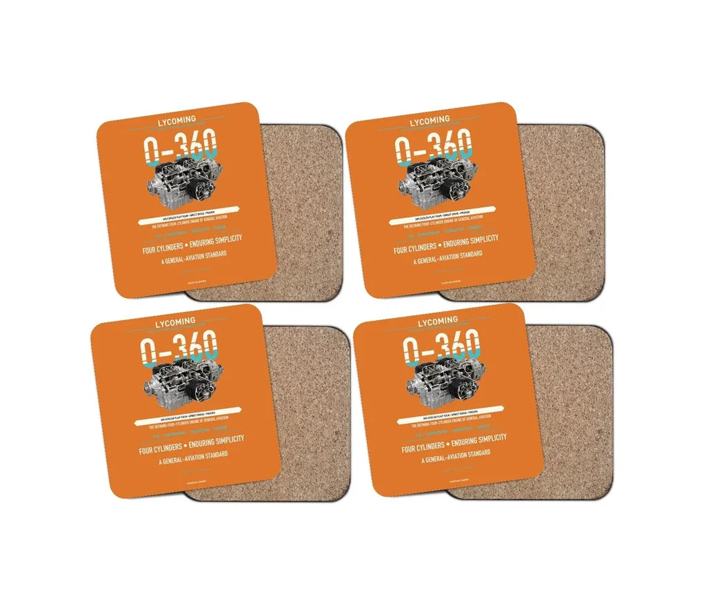 O-360 design on orange 4 pieces set coaster