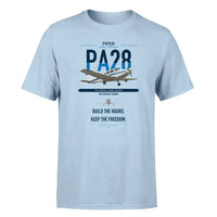 Thumbnail for Piper PA-28 Cherokee design on light blue t-shirt, single-side print