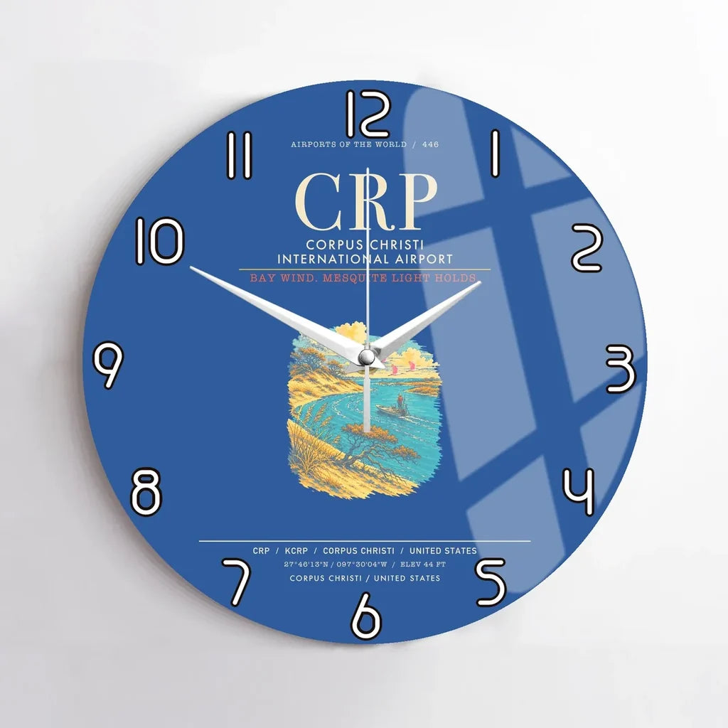 Corpus Christi International Airport CRP Wall-Clock No-Frame - Blue