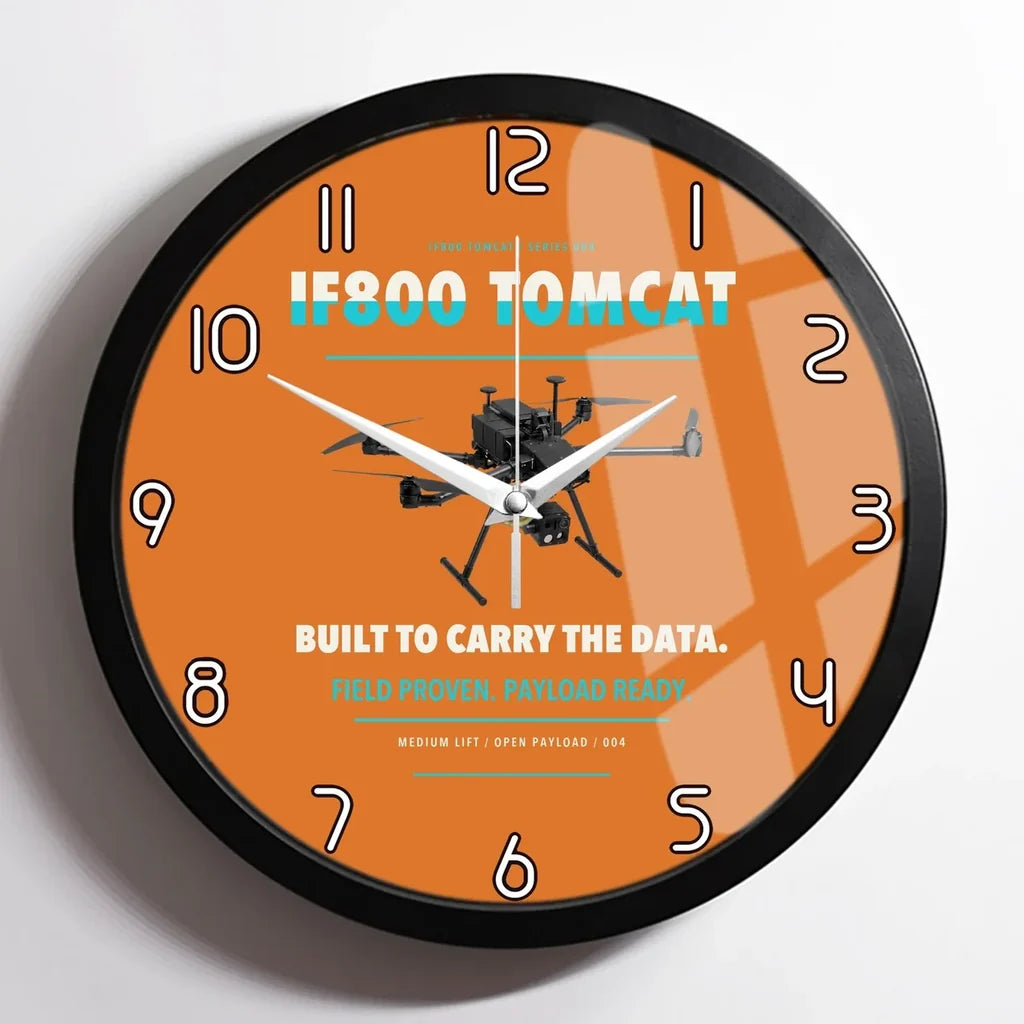 Inspired Flight IF800 Tomcat design on orange framed wall clock