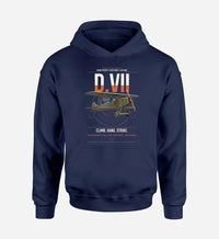 Thumbnail for Fokker D.VII design on navy blue double-side hoodie, single-side print