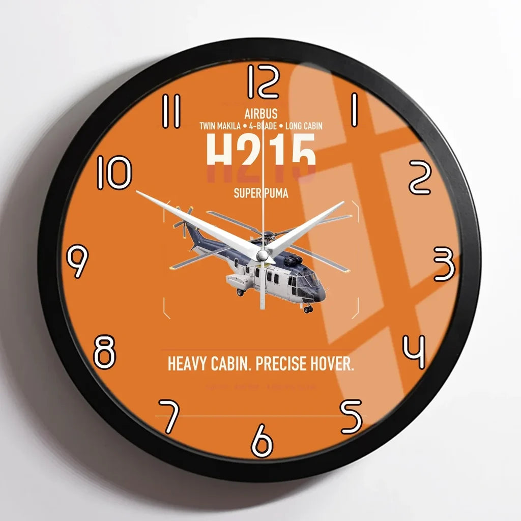 Airbus H215 design on orange framed wall clock