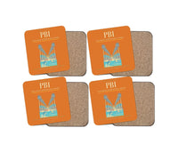 Thumbnail for Palm Beach International Airport (PBI) design on orange 4 pieces set coaster