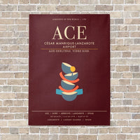 Thumbnail for Cesar Manrique-Lanzarote Airport ACE - Canvas Framed - Dark Red