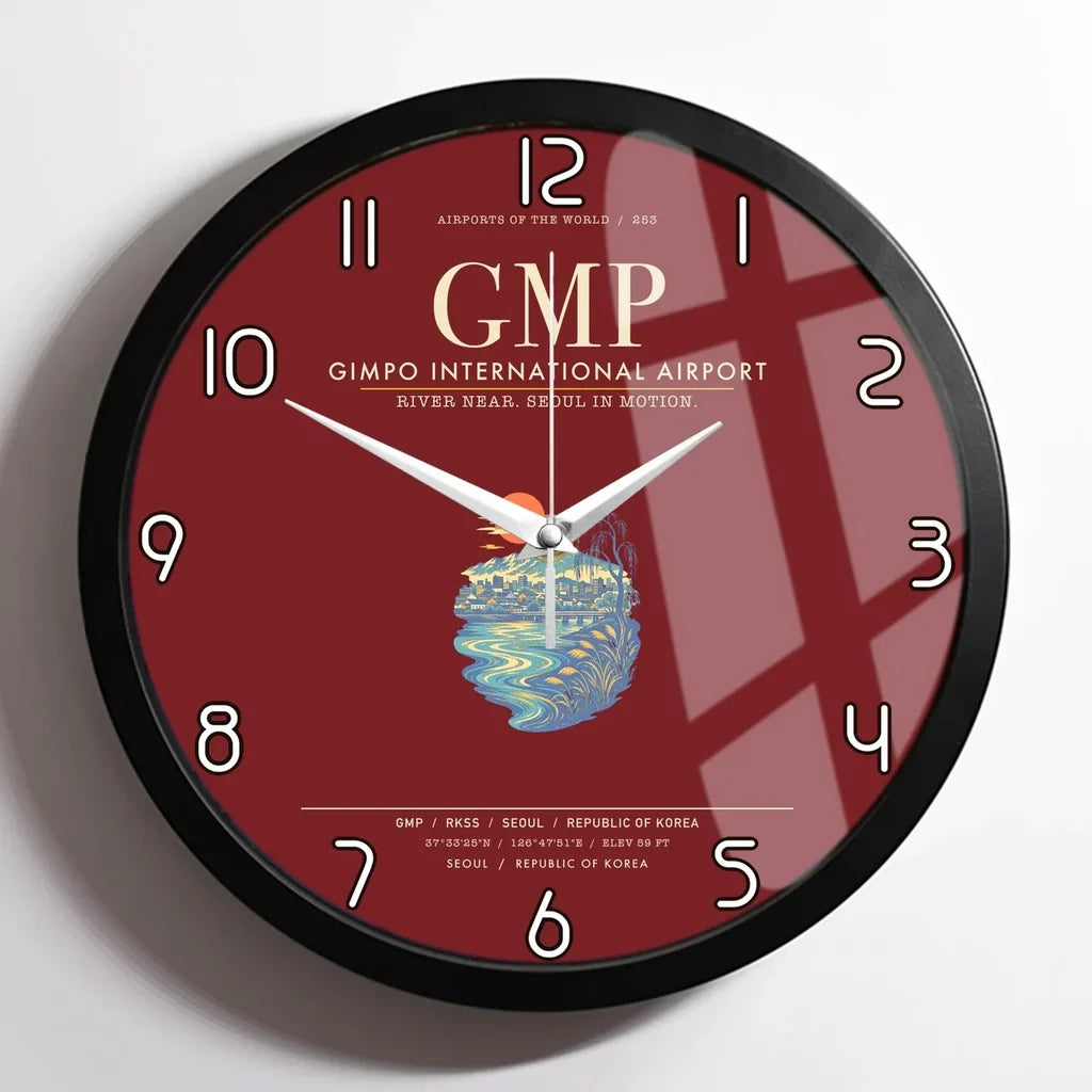 Gimpo International Airport GMP Wall-Clock Framed - Dark Red