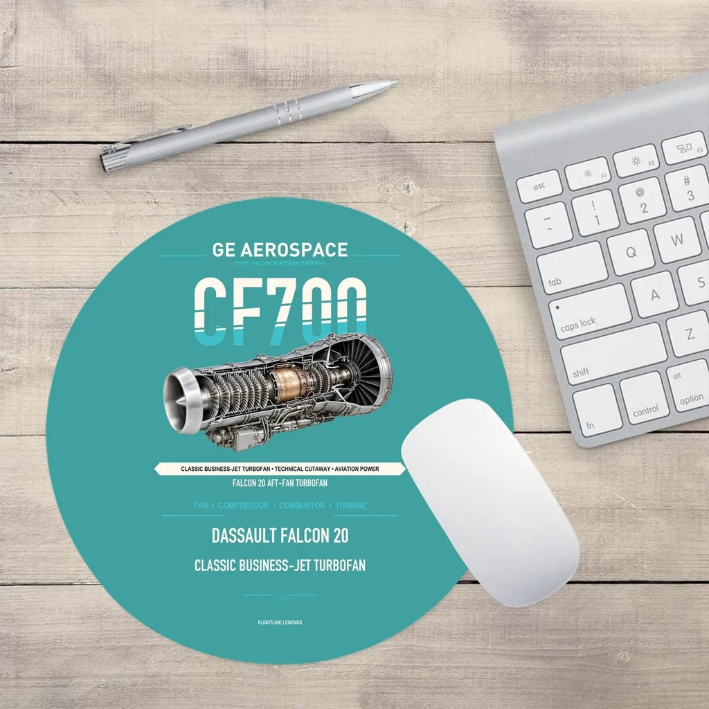 CF700 design on turquoise round mouse pad