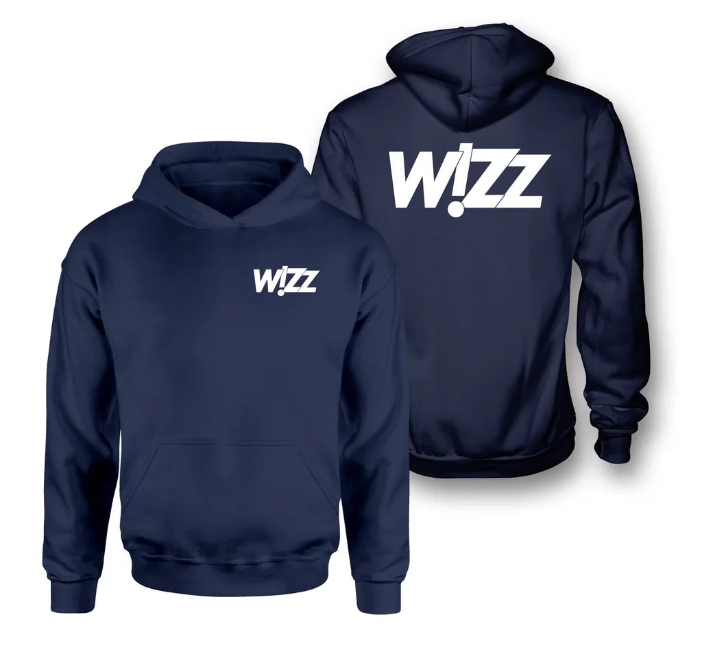 Wizz Airlines logo on navy blue double side hoodie
