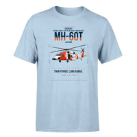 Thumbnail for Sikorsky MH-60T Jayhawk design on light blue t-shirt, single-side print