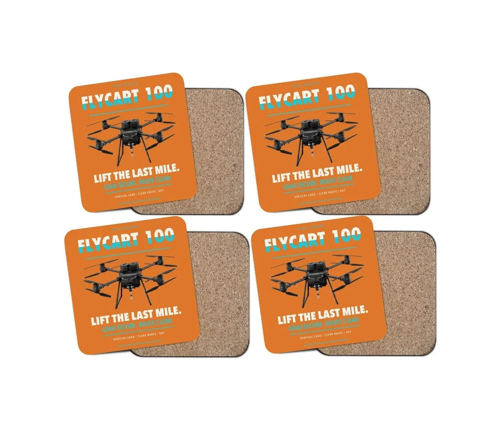 DJI FlyCart 100 design on orange 4 pieces set coaster