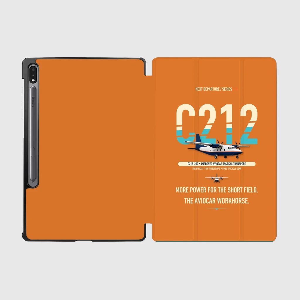 CASA C-212-200 Aviocar design on orange samsung tablet tablet case