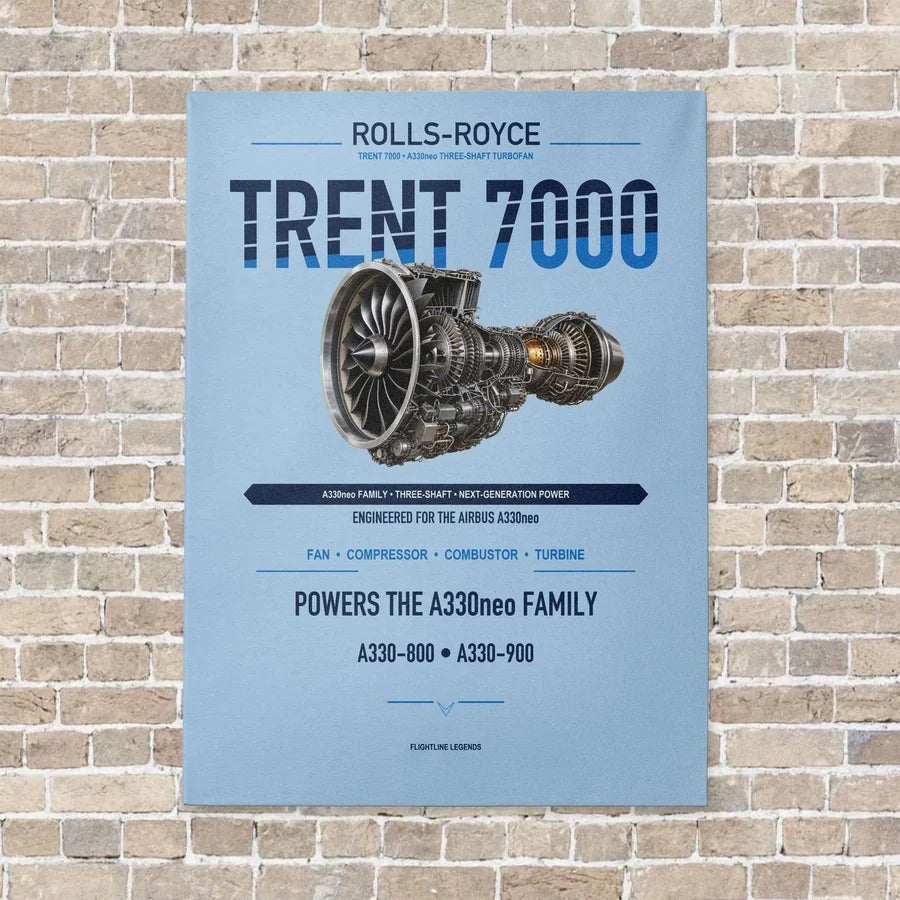 TRENT 7000 vertical canvas print - no frame - light blue background