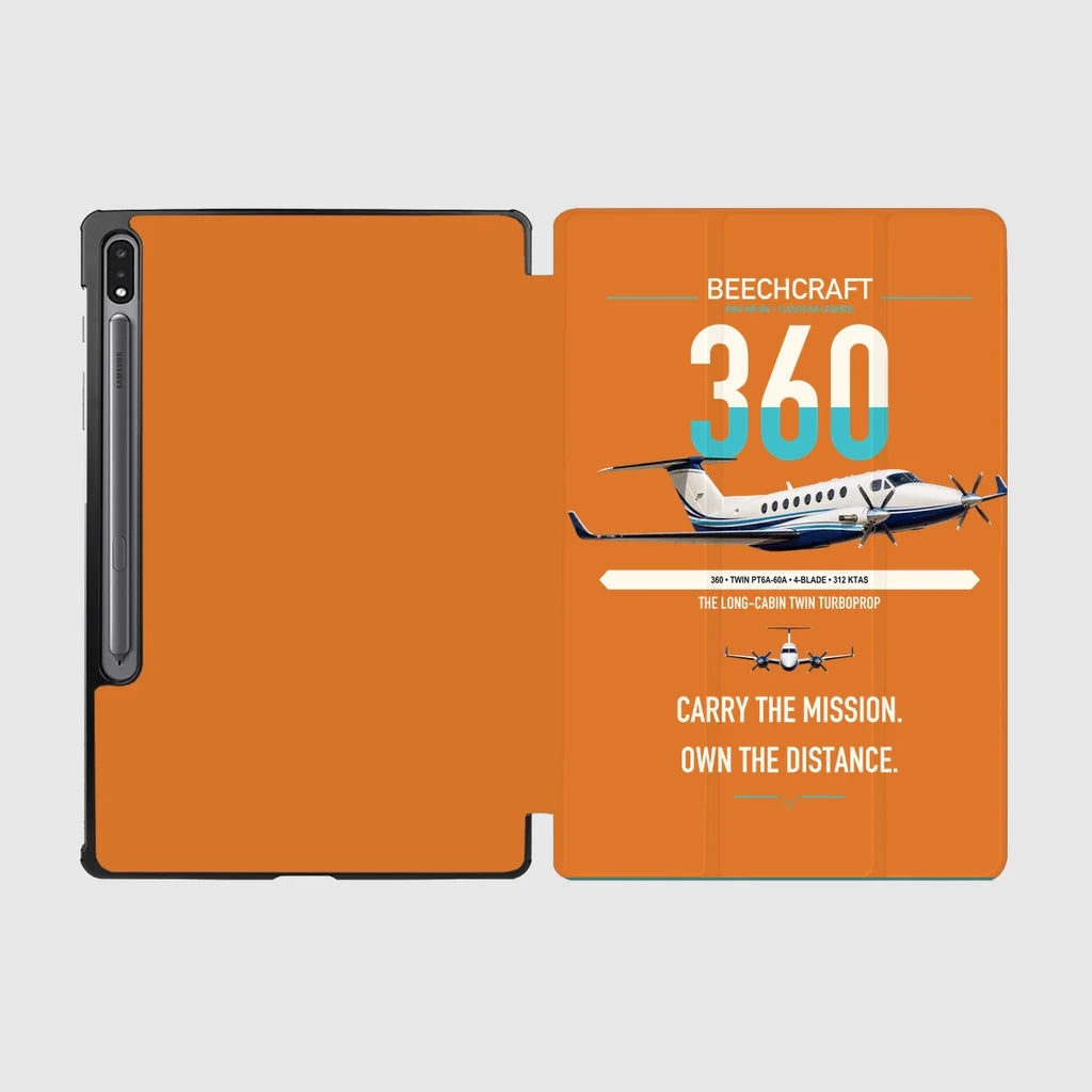 Beechcraft King Air 360 design on orange samsung tablet tablet case