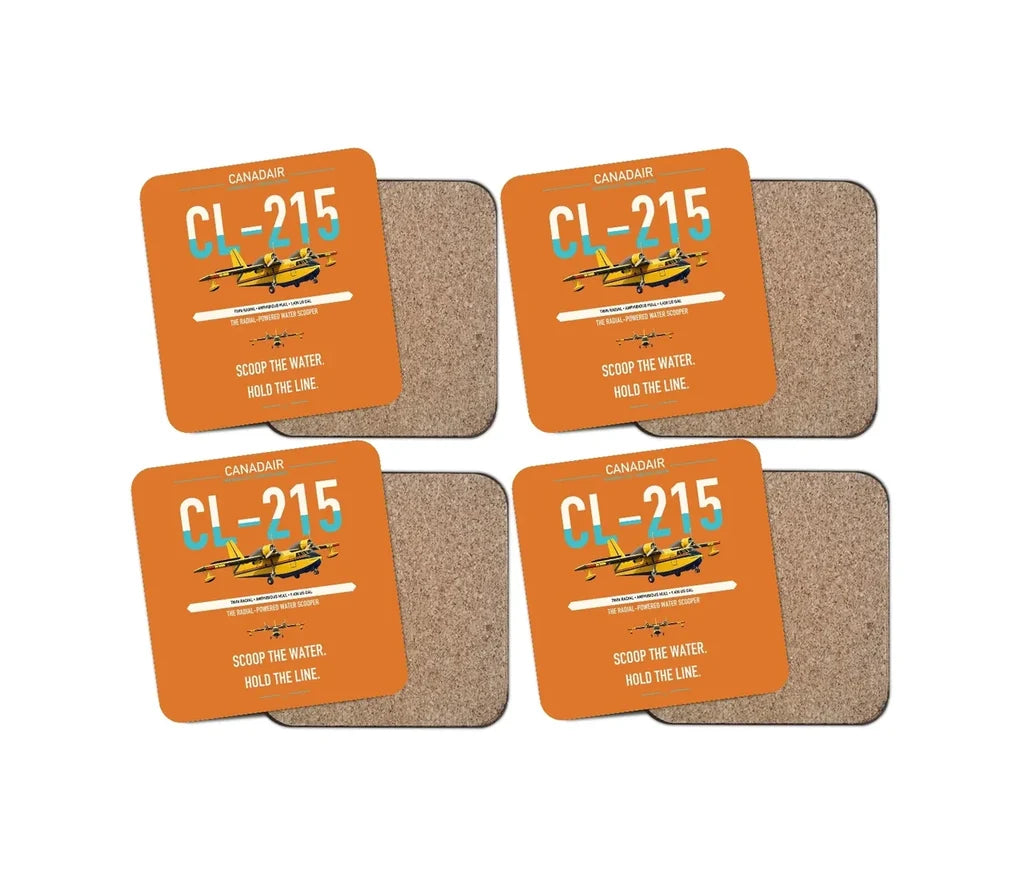 Canadair CL-215 design on orange 4 pieces set coaster