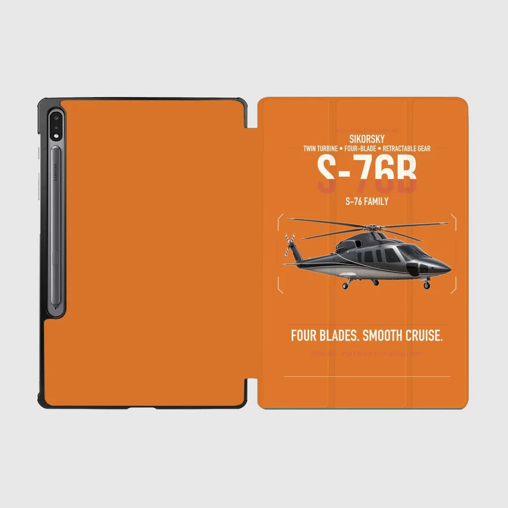 Sikorsky S-76B design on orange samsung tablet tablet case