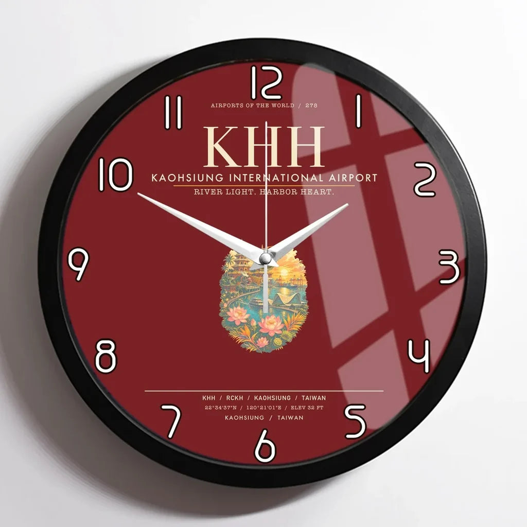 Kaohsiung International Airport KHH Wall-Clock Framed - Dark Red