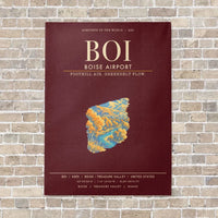 Thumbnail for Boise Airport BOI - Canvas Framed - Dark Red