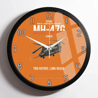 Thumbnail for Boeing MH-47G Chinook design on orange framed wall clock