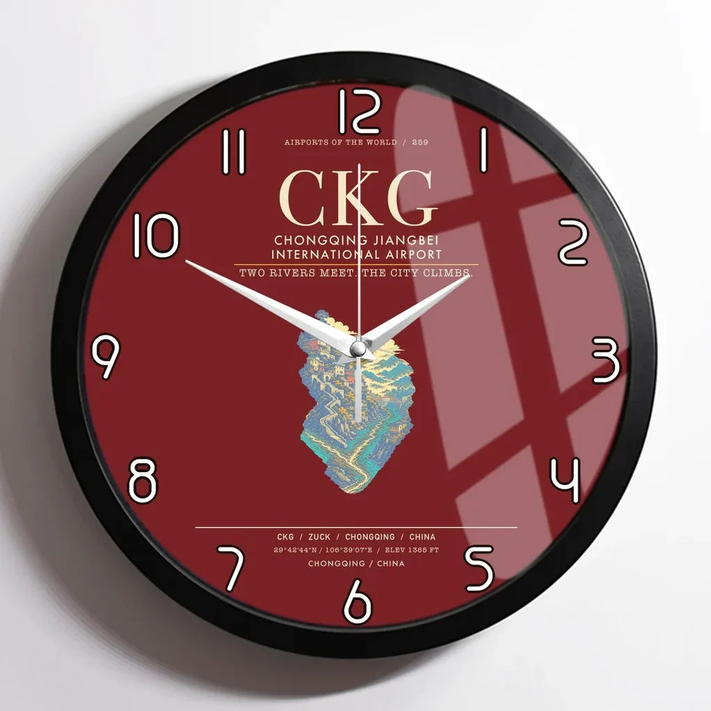 Chongqing Jiangbei International Airport CKG Wall-Clock Framed - Dark Red