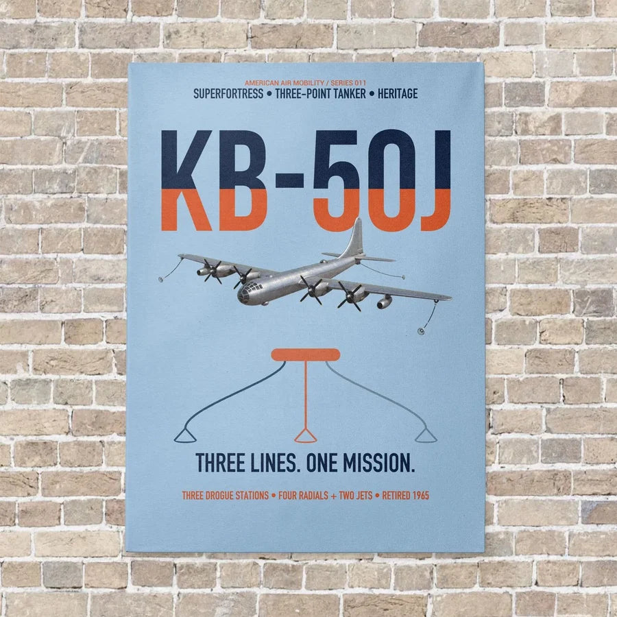 KB-50J Superfortress vertical canvas print - no frame - light blue background