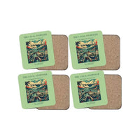 Thumbnail for The Canal Stopover - Designed Coasters design on light green 4-pieces-set