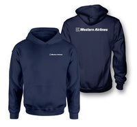 Thumbnail for Western Airlines logo on navy blue double side hoodie