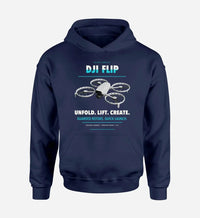 Thumbnail for DJI Flip design on navy blue hoodie single side