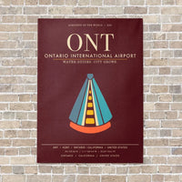 Thumbnail for Ontario International Airport ONT - Canvas Framed - Dark Red