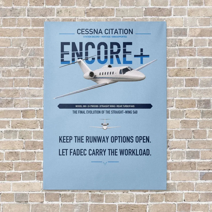Cessna Citation Encore+ vertical canvas print - no frame - light blue background