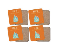 Thumbnail for Harbin Taiping International Airport (HRB) design on orange 4 pieces set coaster