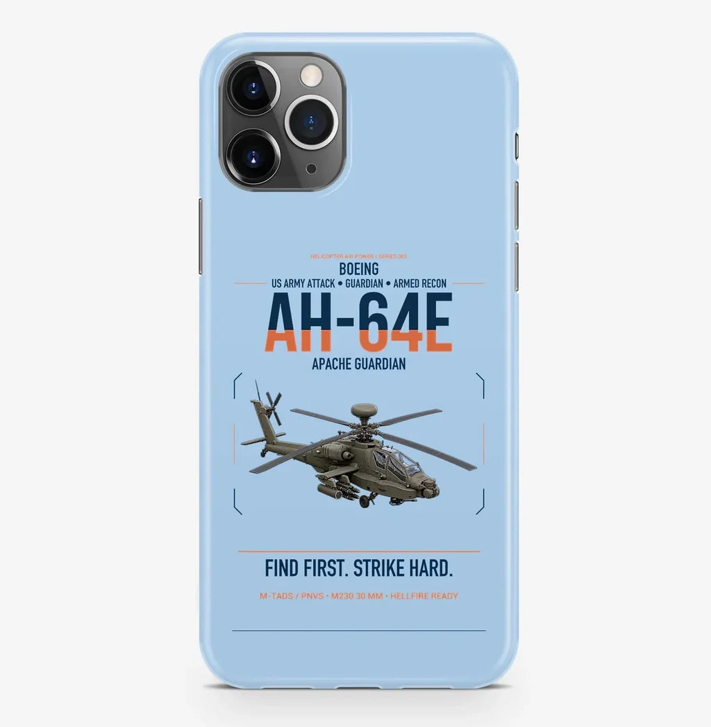 Boeing AH-64E Apache Guardian design on light blue magsafe iphone case, for iPhone Pro Max
