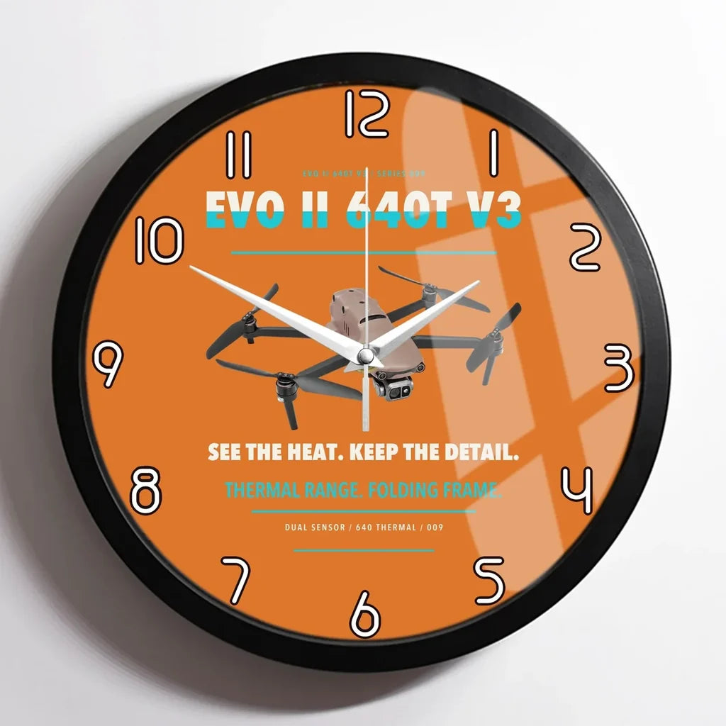 Autel EVO II Dual 640T V3 design on orange framed wall clock
