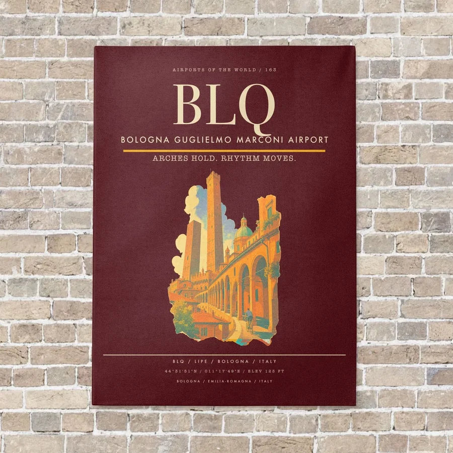 Bologna Guglielmo Marconi Airport BLQ - Canvas Framed - Dark Red
