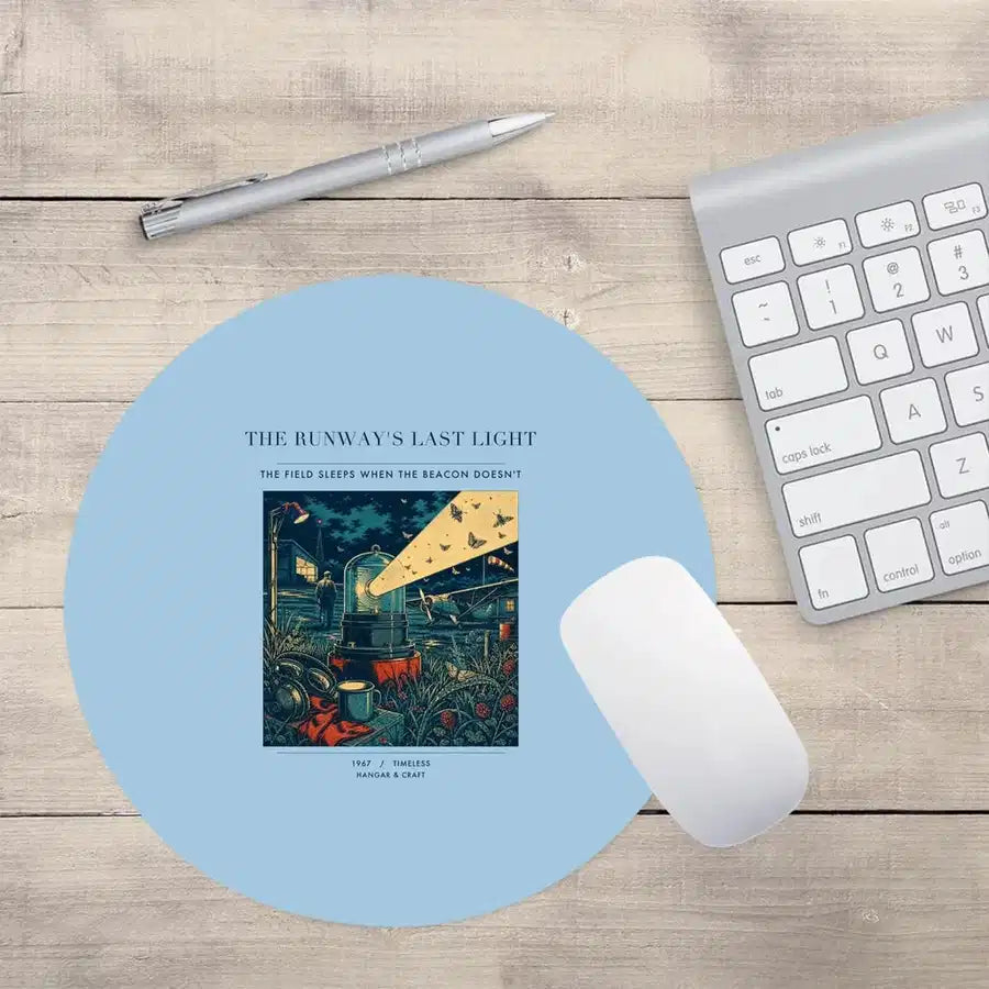 VINTAGE G4425 - The Runway's Last Light - Designed Mouse Pads design on lightblue round